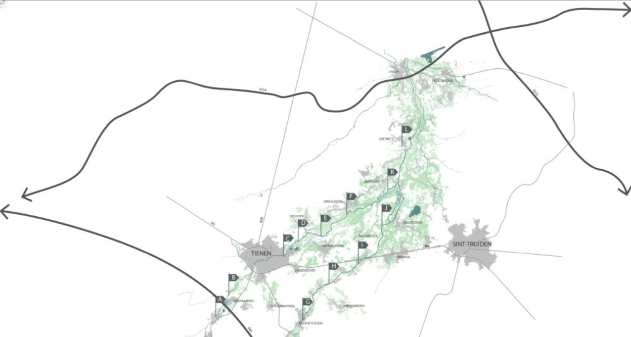 plattegrond met overzicht van de 12 projectgebieden