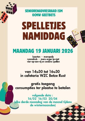 SPELLETJESNAMIDDAG een organisatie van de seniorenadviesraad ISM OCMW Geetbets © Seniorenadviesraad ISM OCMW Geetbets