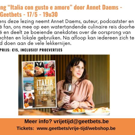Lezing Annet Daems "Italia con gusto e amore" © dienst vrije tijd Geetbets